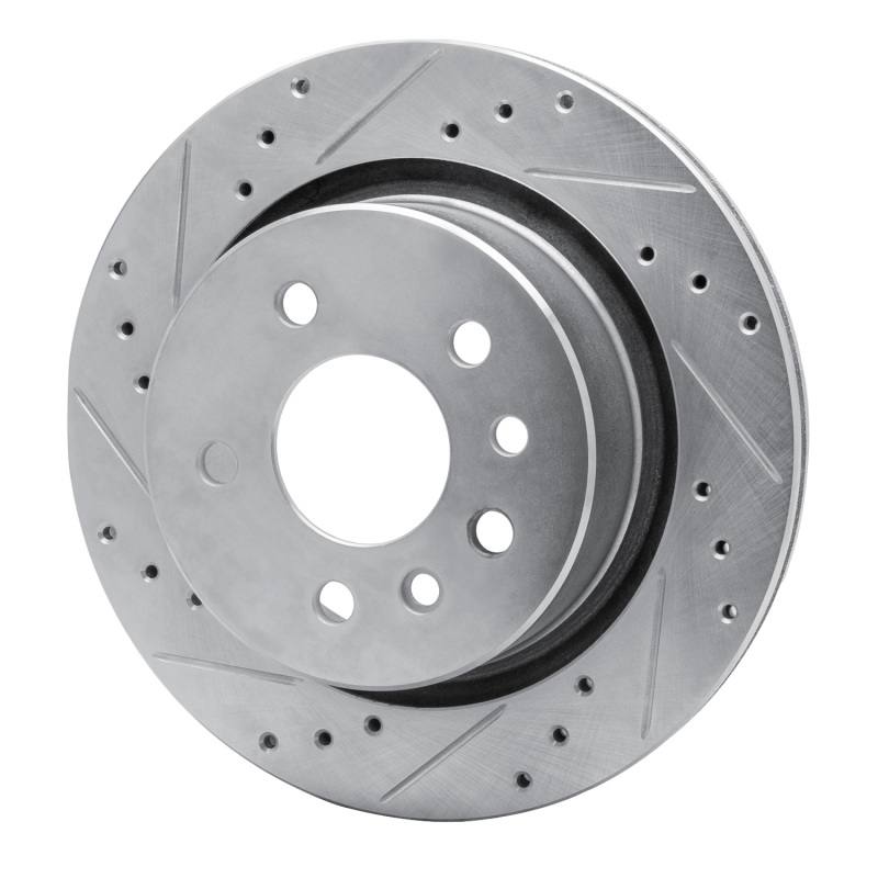 Cadillac Catera Brake Rotor (1) - Rear Left - R1 Concepts - Drilled & Slotted - Silver - 2001